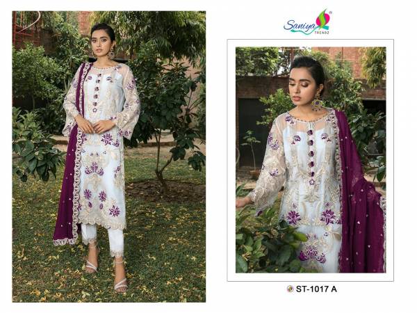 Saniya St 1017 Georgette Heavy Embroidery Festive Wear Pakistani Salwar Kameez Collection
